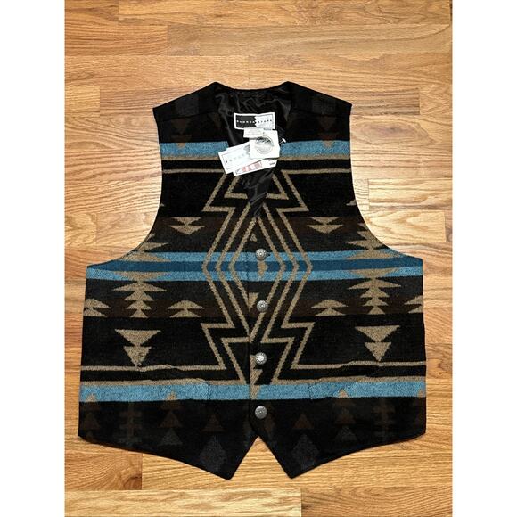 Vintage NOS Rhonda Stark Vest Womens Large Southwest Wool Blend Western Aztec - Picture 1 of 8